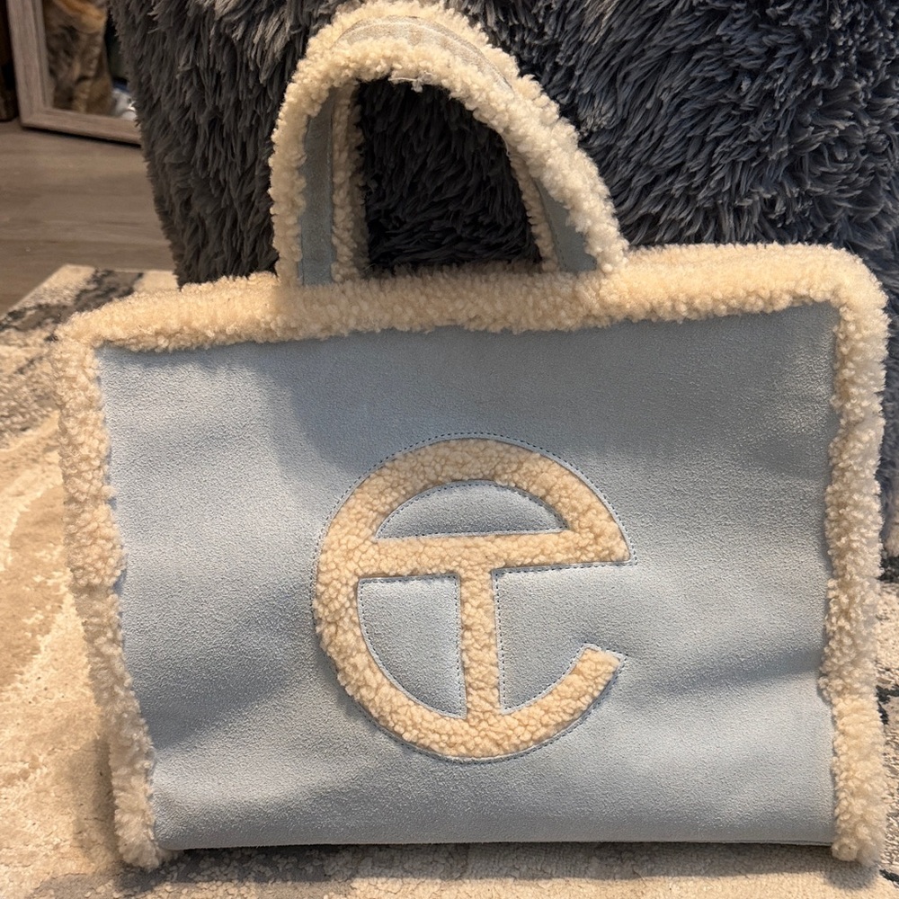 Telfar Light Blue Shearling Tote